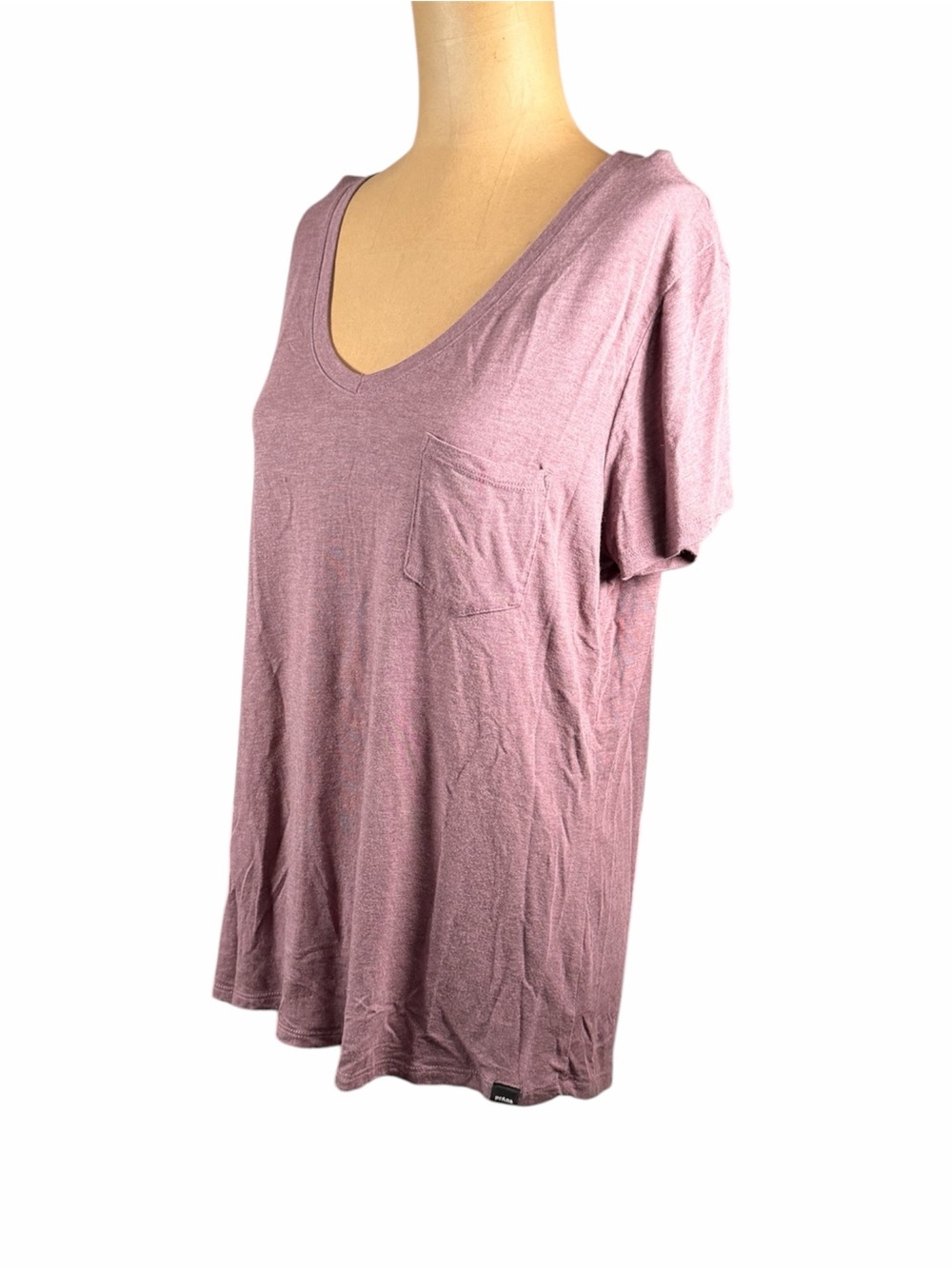 PRANA Purple Heathered Scoop Neck Tee